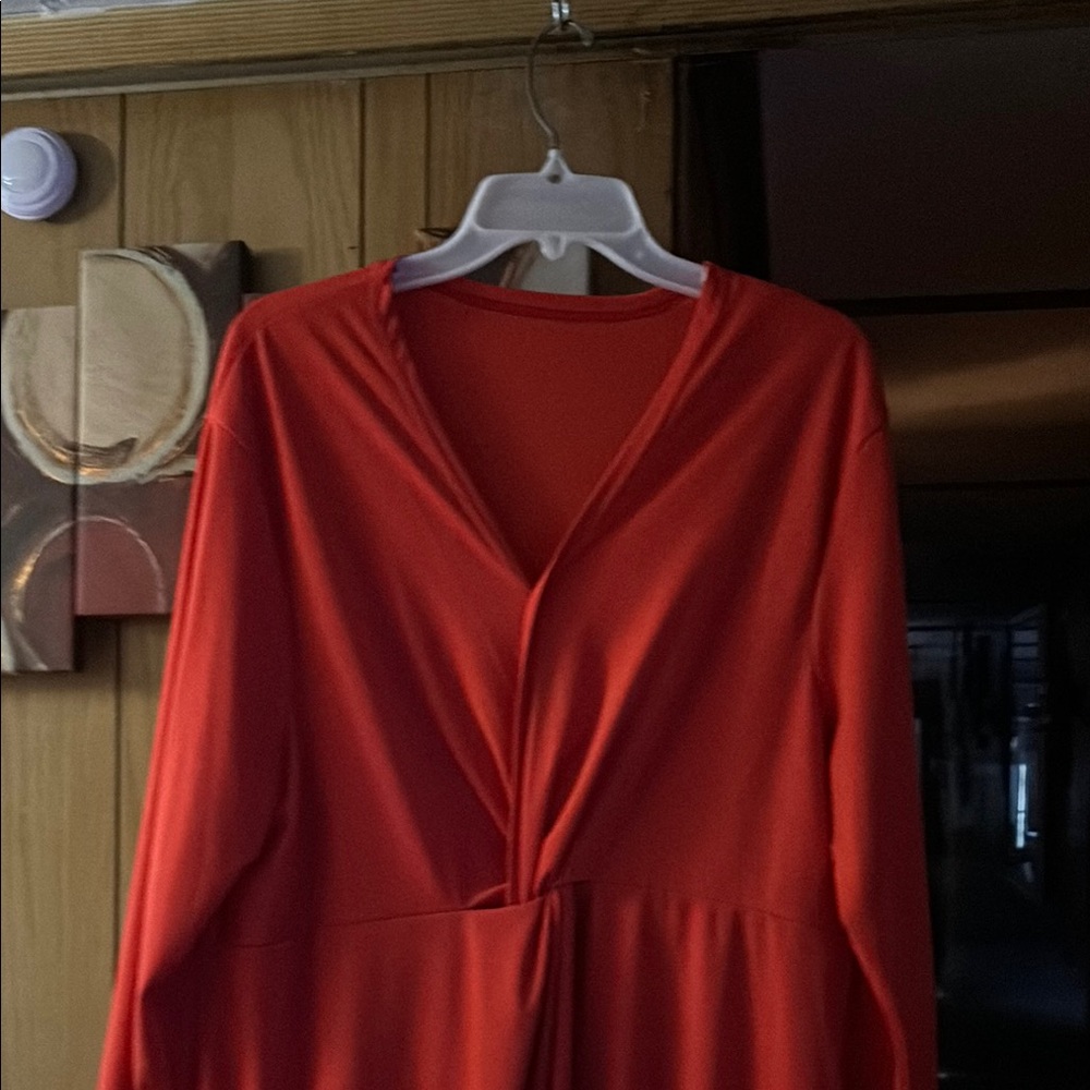 Chic Red Long-Sleeve Dress